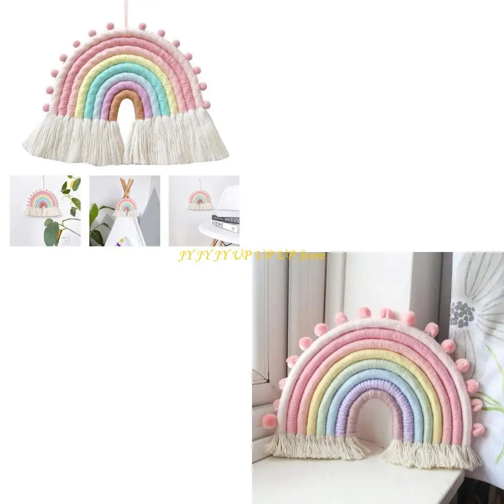 

Macrame Rainbow Wall Hanging for Dorm Kid Room Home Decorations Baby Shower