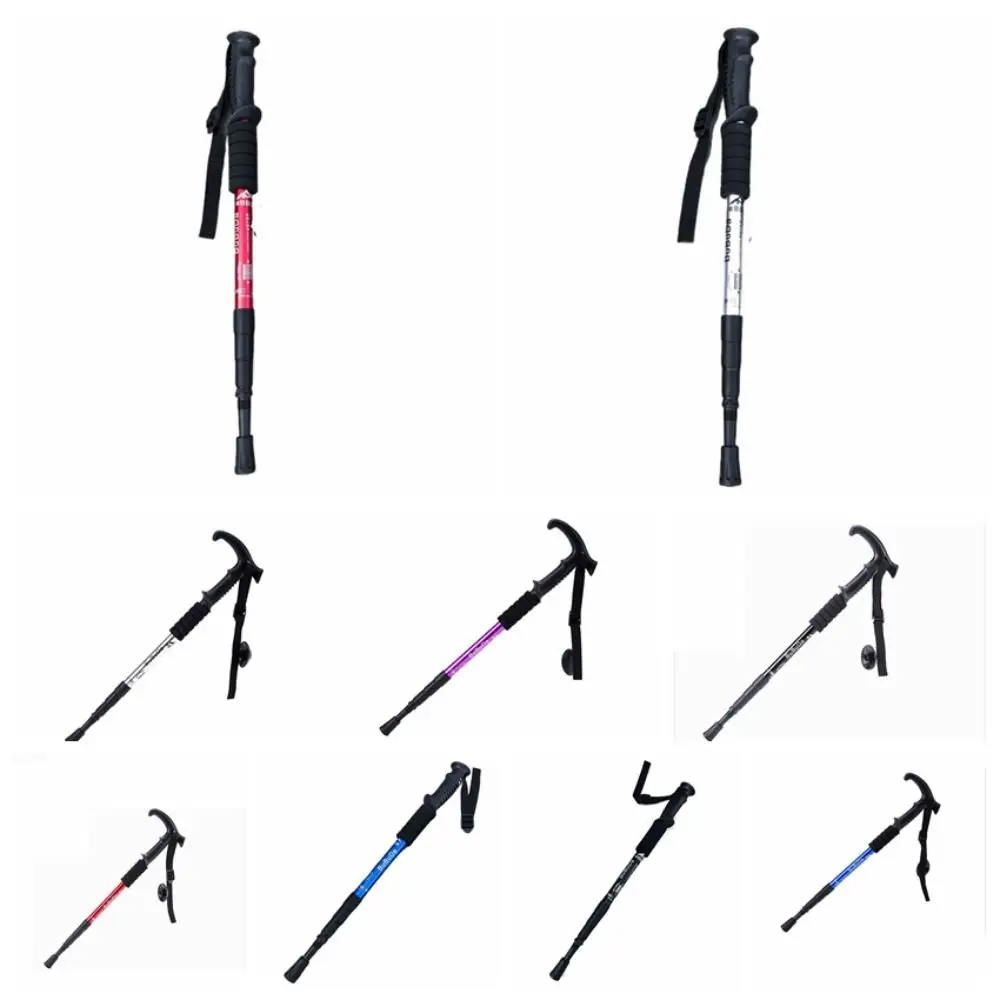 4 Section Trekking Poles Non-slip Folding Walking Stick Elegant Aluminium Alloy Foldable Crutches Mountaineering