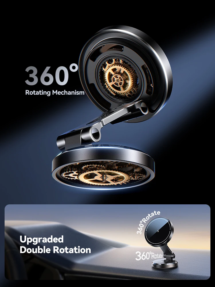 JOYROOM Magnetic Car Phone Mount Charger with Rotatable Charging Panel 15W Fast Wireless Charging Magnetic Phone Holder JR-ZS423