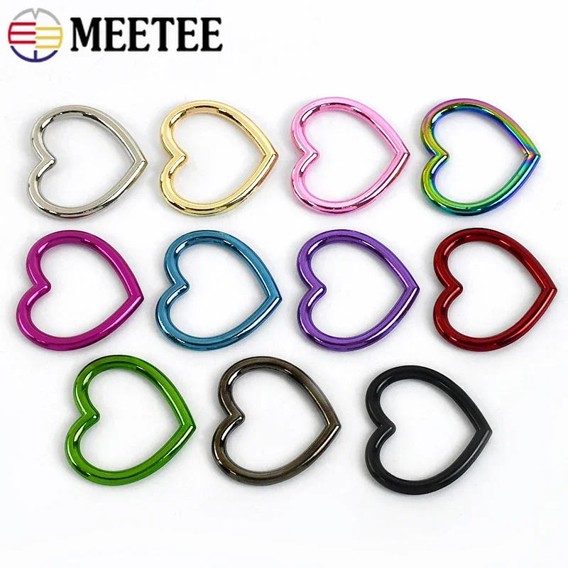 Meetee 5/10/20Pcs O Ring Metal Buckle Heart Shaped Circular Rings Hook Bag Strap Connecting Round Circle Buckles Accessories