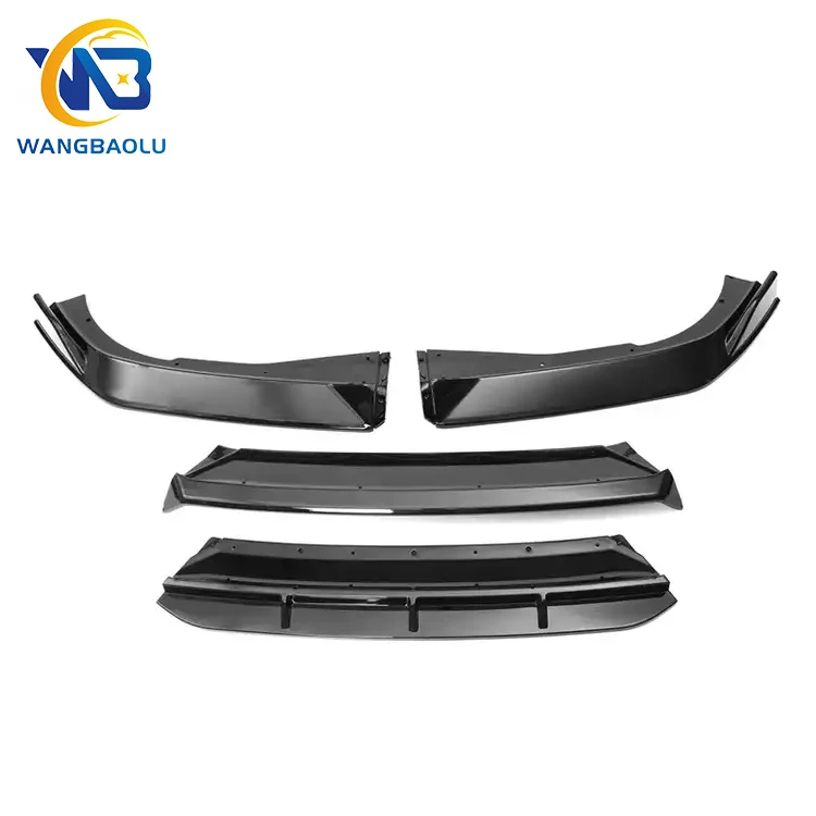 4-piece matte black modified front shovel front bumper splitter spoiler lip outer kit for Honda Accord 2021-2022