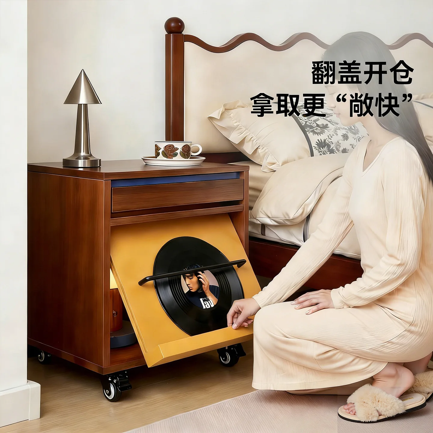 Special good-looking bedside table Bauhaus design sense niche bedside table, bedroom solid wood removable small side table