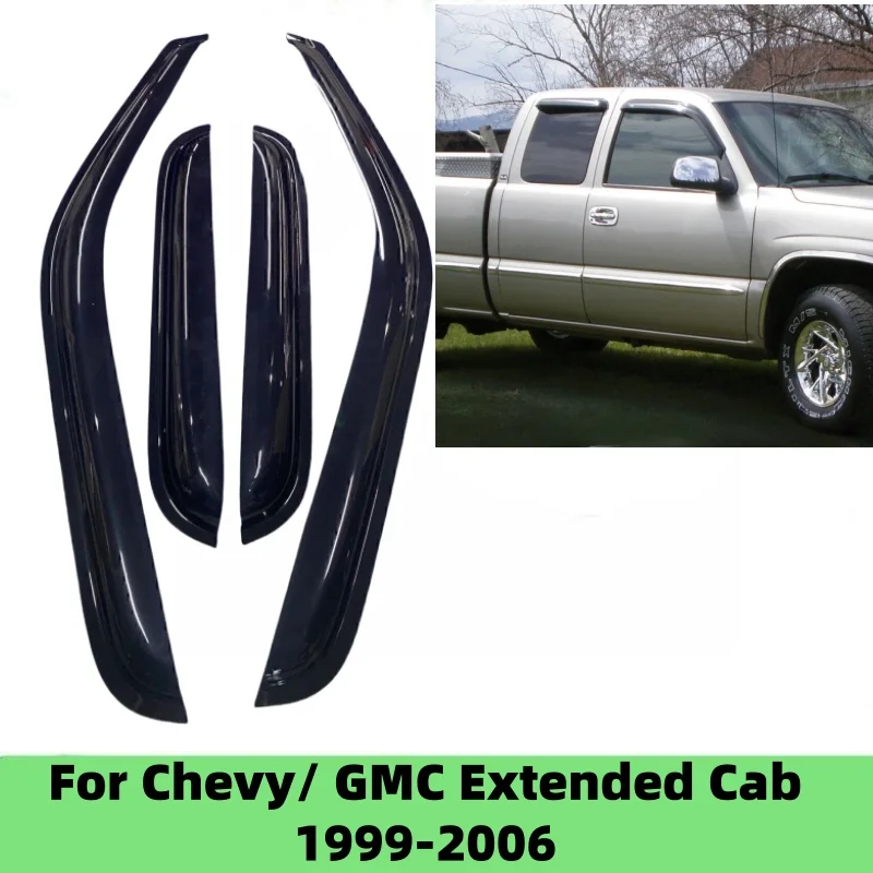 

Для Chevy Silverado/GMC Sierra Extended Cab 1999-2006 оконные козырьки, дефлектор от дождя и солнца, защита от атмосферных воздействий, тонкая молдинговая отделка