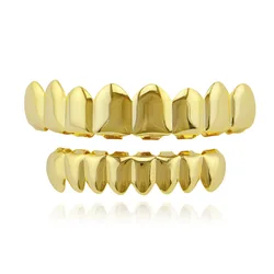 Juego de Grillz de dientes de Hip Hop, Color dorado y plateado, joyería corporal superior e inferior, Punk, Cosplay, fiesta, regalos de parrillas, 8/8