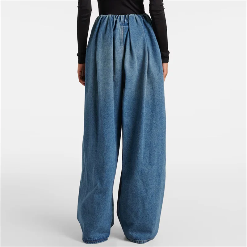 Women's pants 2024 Autumn New Retro Washed Pure Cotton Women's jeans Fashion High Waist Wide Leg Pants y2k Denim Straight pants