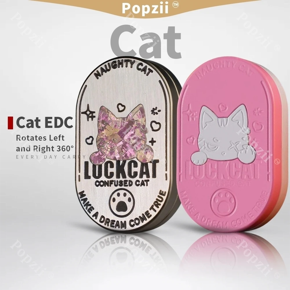 

Cat Stainless Steel EDC Metal Rotates Left and Right 360° Mechanical Push Slider Fidgeting toy Adult Sensory Anxiety Toys