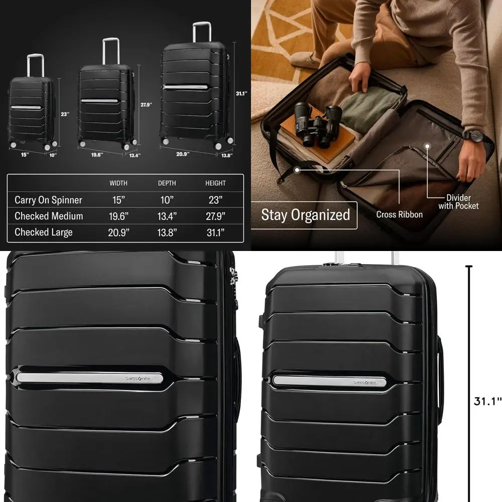 

Expandable Hardshell Luggage with 360° Spinners, TSA Lock, Lightweight & Durable Polypropylene, Airline Approved, Black