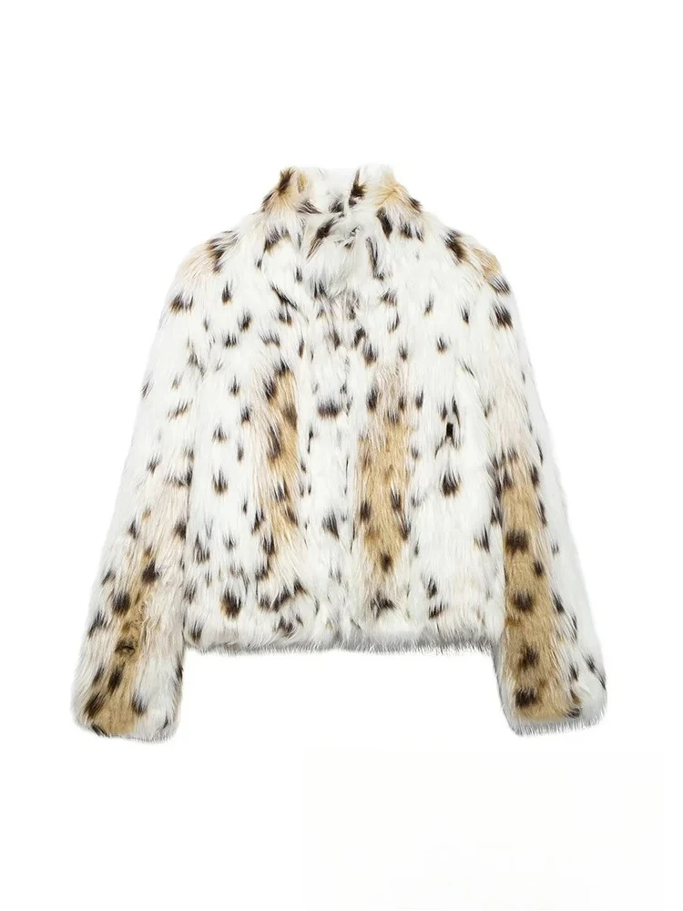 KONDALA Vintage Leopard Chic Cappotto da donna in pelliccia sintetica O-Collo Manica lunga Giacche spesse Moda 2024 Autunno Inverno Cappotto femminile da strada