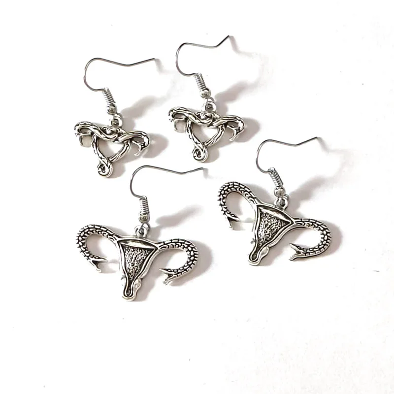 1pair Cute Zinc Alloy Ancient Silver Color Uterus Earring for women