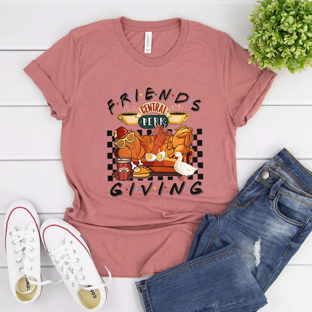 Thanksgiving T Shirt Friends Turkey Thanksgiving T-shirt Friends Turkey Graphic T Shirts Funny Tv Show Tee Central Perk Tops