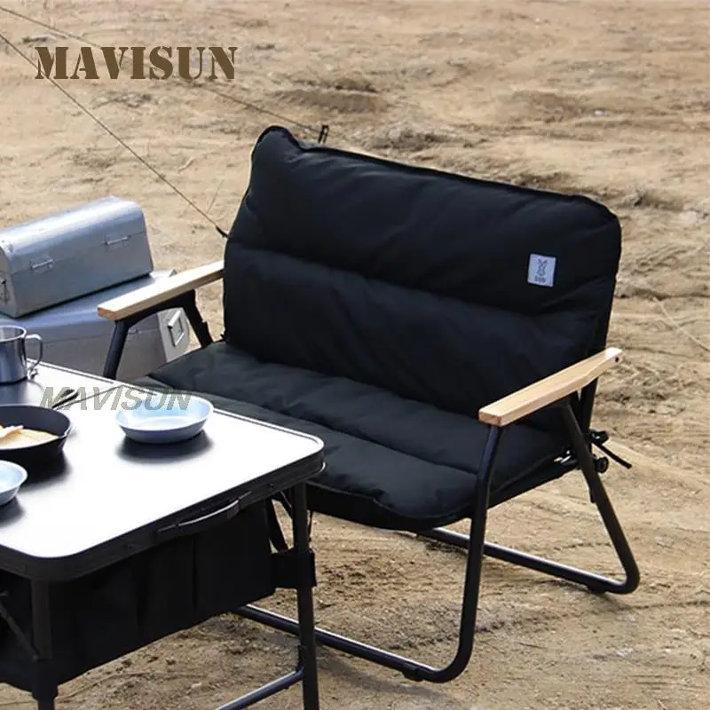 2022 New Portable Lightweight Canvas Outdoor Picnic Camping Double Folding Chair Sofa With Luxury Outdoor Furniture