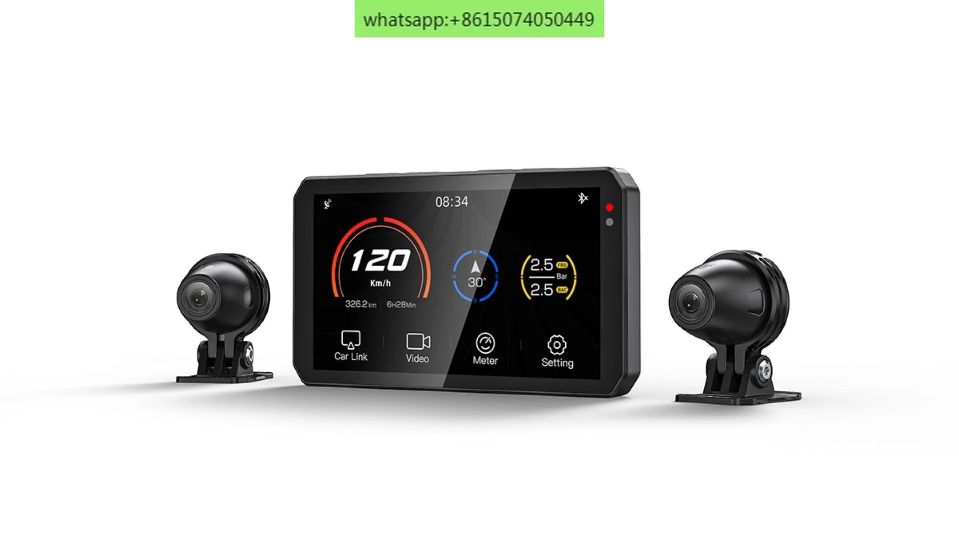 AIO-5Lite Motorrad Carplay Android Auto GPS Navigationssystem, BSD, STARVIS HDR 5" IPS LCD, 5G Wi-Fi BT, IP67 Wasserdicht, Supp