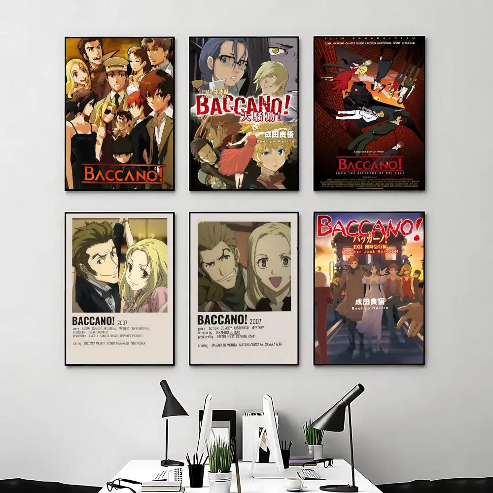 Póster de anime Baccano, decoración para habitación de anime, decoración de pared, mochila de película, arte musical para pared interior