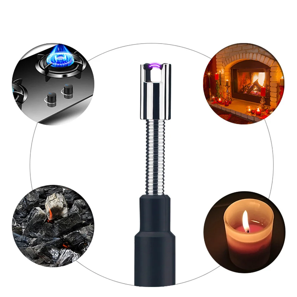 70cm Length Adjustable USB Lighter Plasma Pulse Strong Arc Rechargeable Kitchen Barbecue Candle Windproof Lighter