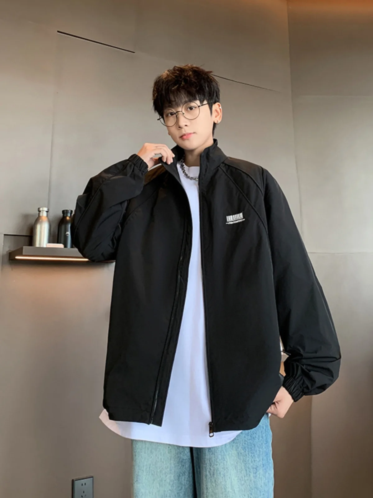 

Мужская повседневная куртка свободного кроя для активного отдыха, весна-осень, ветрозащитная, с воротником-стойкой, в американском стиле, универсальная, для пар