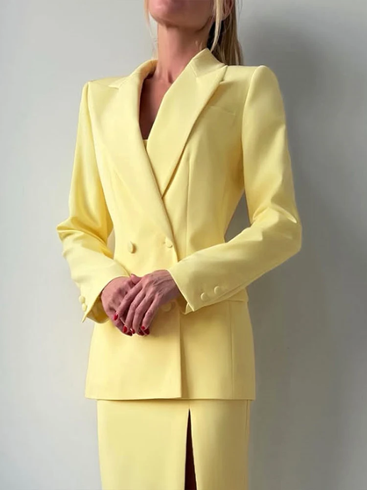 Damen-Hosenanzüge Kurze Cape-Oberteile Revers Langarm Taillierter Blazer Hochgeschnittene Hosen Schicke Büro-Damenanzüge Neu – Detail 3