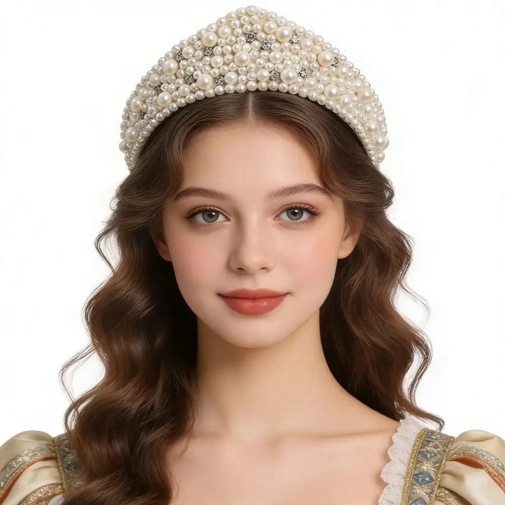 

Изящная бархатная повязка на голову в форме короны с треугольными элементами, жемчугом и стразами, классический однотонный ободок из губчатого материала для свадьбы