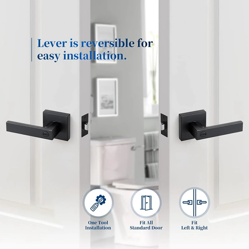 Heavy Duty Door Lever Door Lock Square Door Handle Privacy Door Levers Durable Easy Install Easy To Use