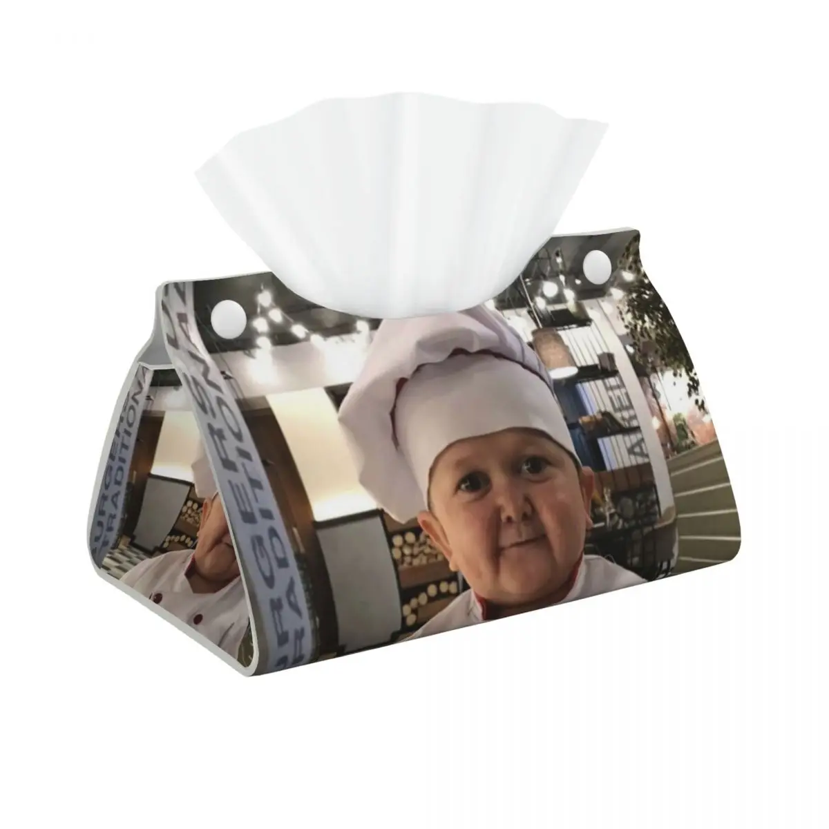 Custom Hasbulla Cooking Master Tissue Box Cover for Bathroom Car PU Leather Rectangular Facial Tissue Box Holder