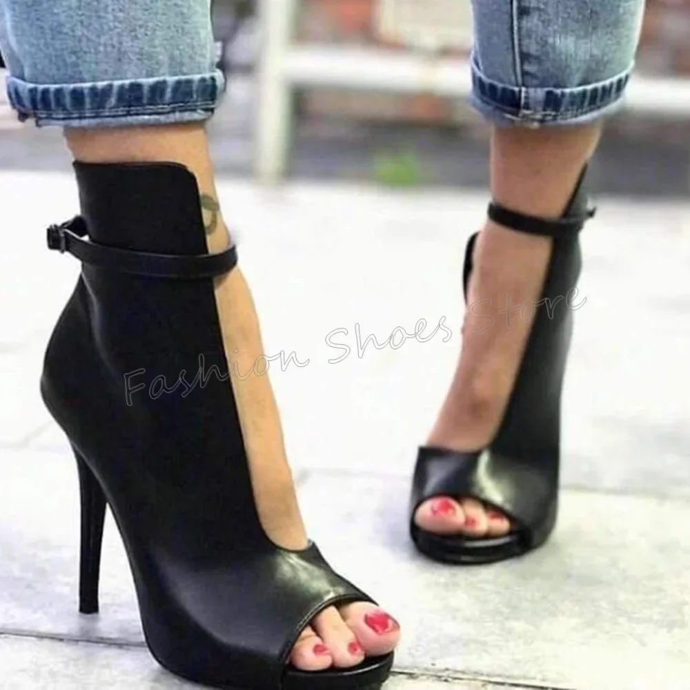 

Black Peep Toe Ankle Buckle Sandals Stilettos High Heels High Heel Shoes for Women Sexy Party Heels 2025 New Zapatos Para Mujere