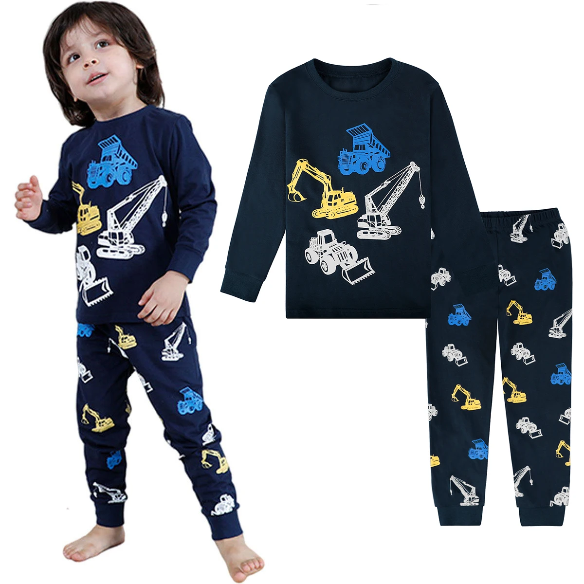 Kids Boys Girls Pajamas Toddler Unicorn Excavator Sleepwear Infant Xmas Dinosaur Pjs Children Christmas Snowman Clothes Outfit