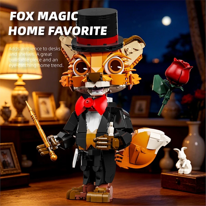 1212pcs Magic Animals Fox Magician DIY Building Block Set Puzzle Building Toys for Kids Adults STEM Creative Holiday Gifts Decor view 3