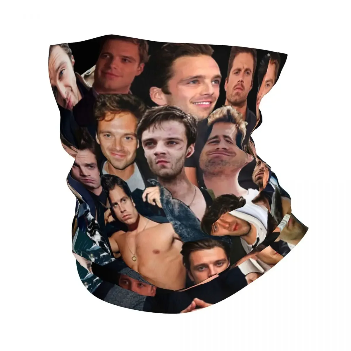 Sebastian Stan Collage ผ้าพันคอคอ Gaiter พิมพ์หน้ากากผ้าพันคอ Multi-use Headwear กีฬากลางแจ้ง Unisex ผู้ใหญ่ล้างทําความสะอาดได้