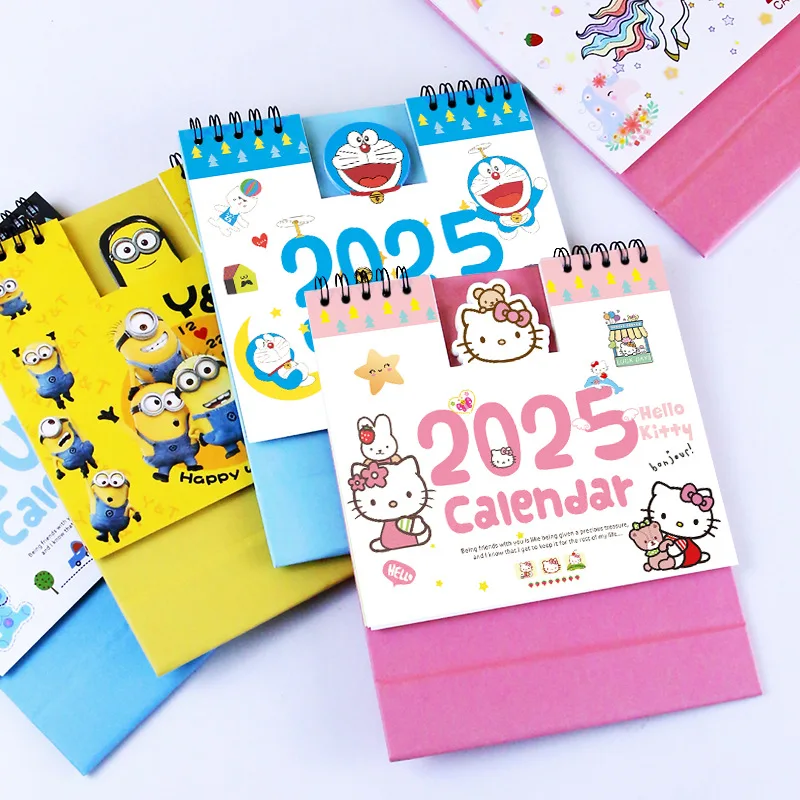 2025 New Sanrio Desk Calendar Kuromi My Melody Cinnamoroll Hello Kitty Anime Cartoon Students Standing Decoration Office Planner