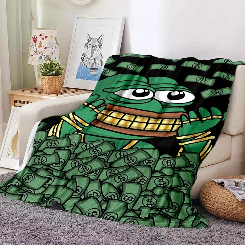 Cartoon Pepe The Frog Face HD Soft Flannel Blanket for Beds Bedroom Sofa Picnic,Throw Blanket for Cover Outdoor Leisure Nap Gift