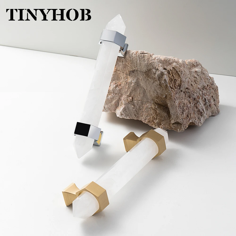 Luxury Natural Crystal Handle Cabinet Knob Handle Dresser Knobs Drawer Pulls Elegant Bright Chrome Furniture Hardware