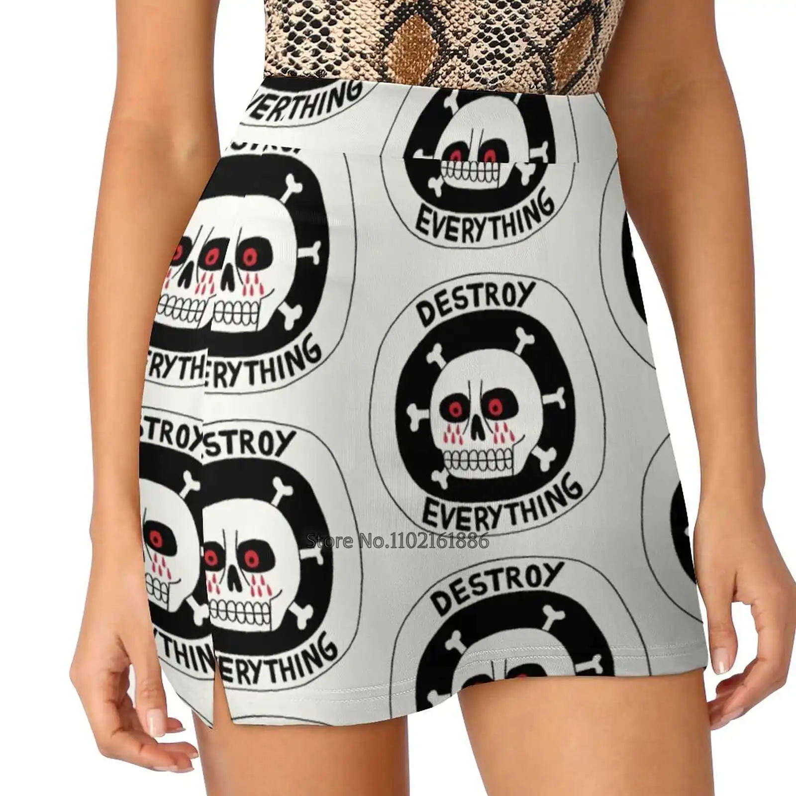 Destroy Everything Summer Women'Sshorts Skirt 2 In 1 Fitness Yoga Skirt Tennis Skirts Skull Destroy Nihilism Logo Bold Skeleton