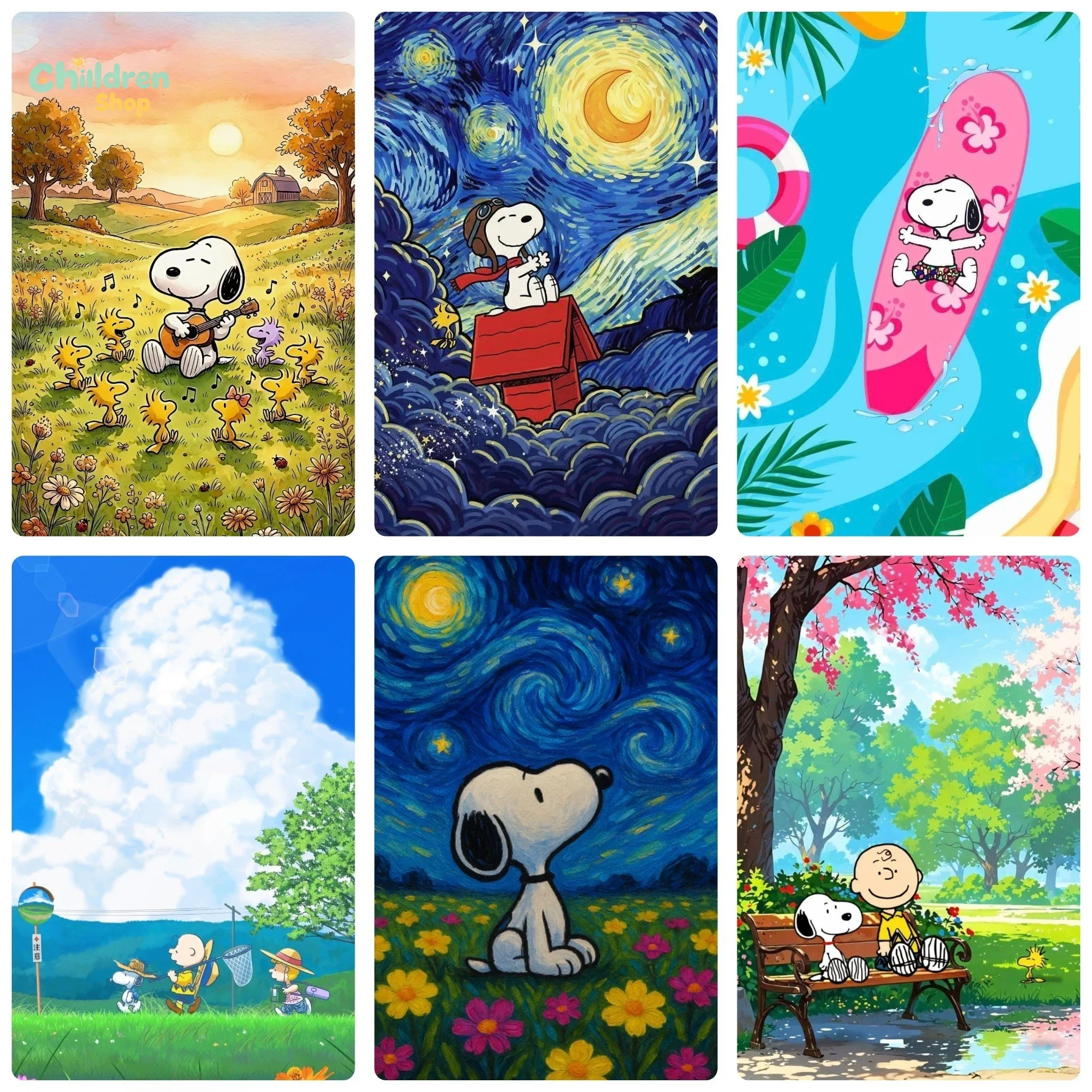 DIY Snoopy Cartoon Diamond Painting, Leisure‑style Classic Comic Character Scenes For Living Room Wall Decoration Exquisite Gi