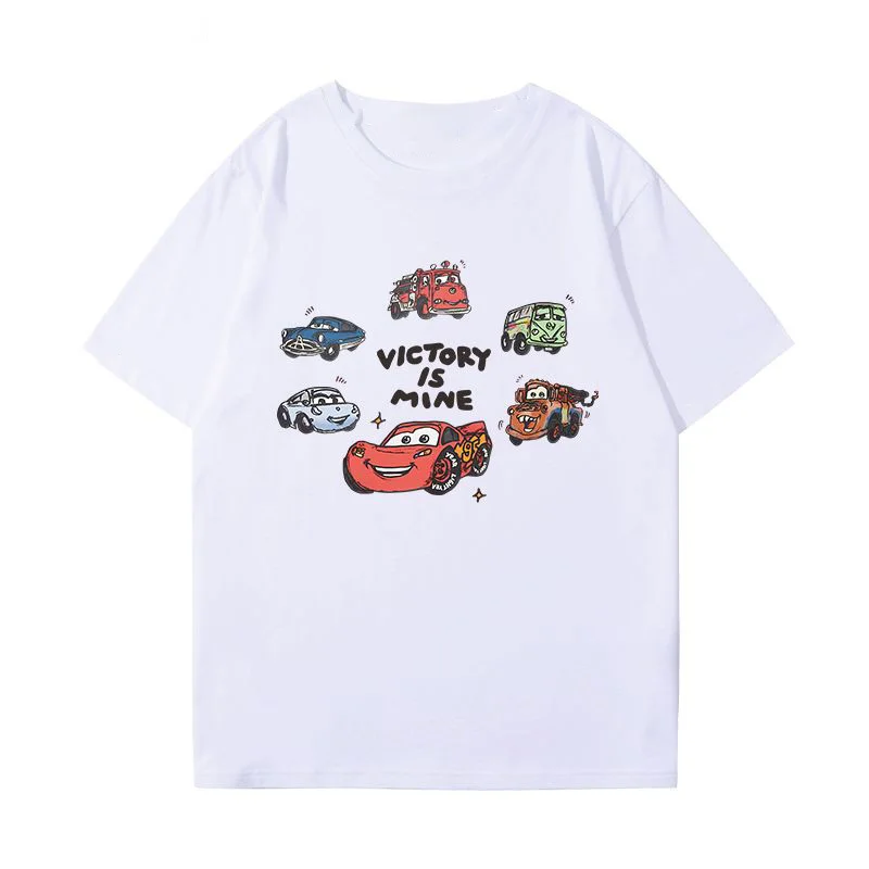 تي شيرت Racing Flash McQueen بأكمام قصيرة للرجال والنساء والأطفال من القطن الصيفي يناسب جميع الملابس