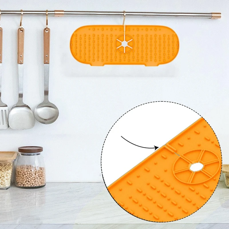 Silicone Faucet Drain Pad Household Kitchen Sink Faucet Pad Thick Drain Pad 14X52cm