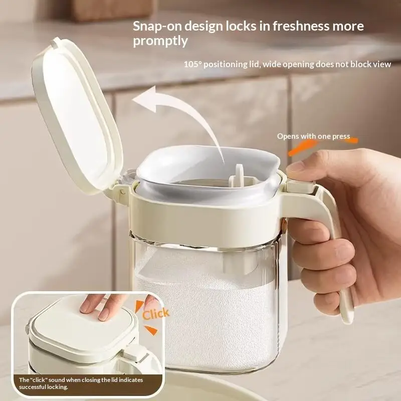 Hot Spice Box Separate Spoon Seasoning Container Home Sealed Moisture-Proof Salt Jar Seasoning Bottle Jars Bottle Kitchen Tool