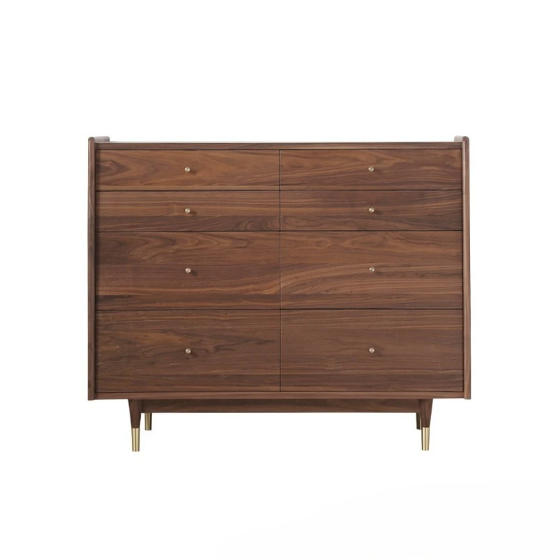 

black walnut eight-bucket cabinet Nordic copper leg cherry wood side cabinet Japanese white oak drawer storage cabinet