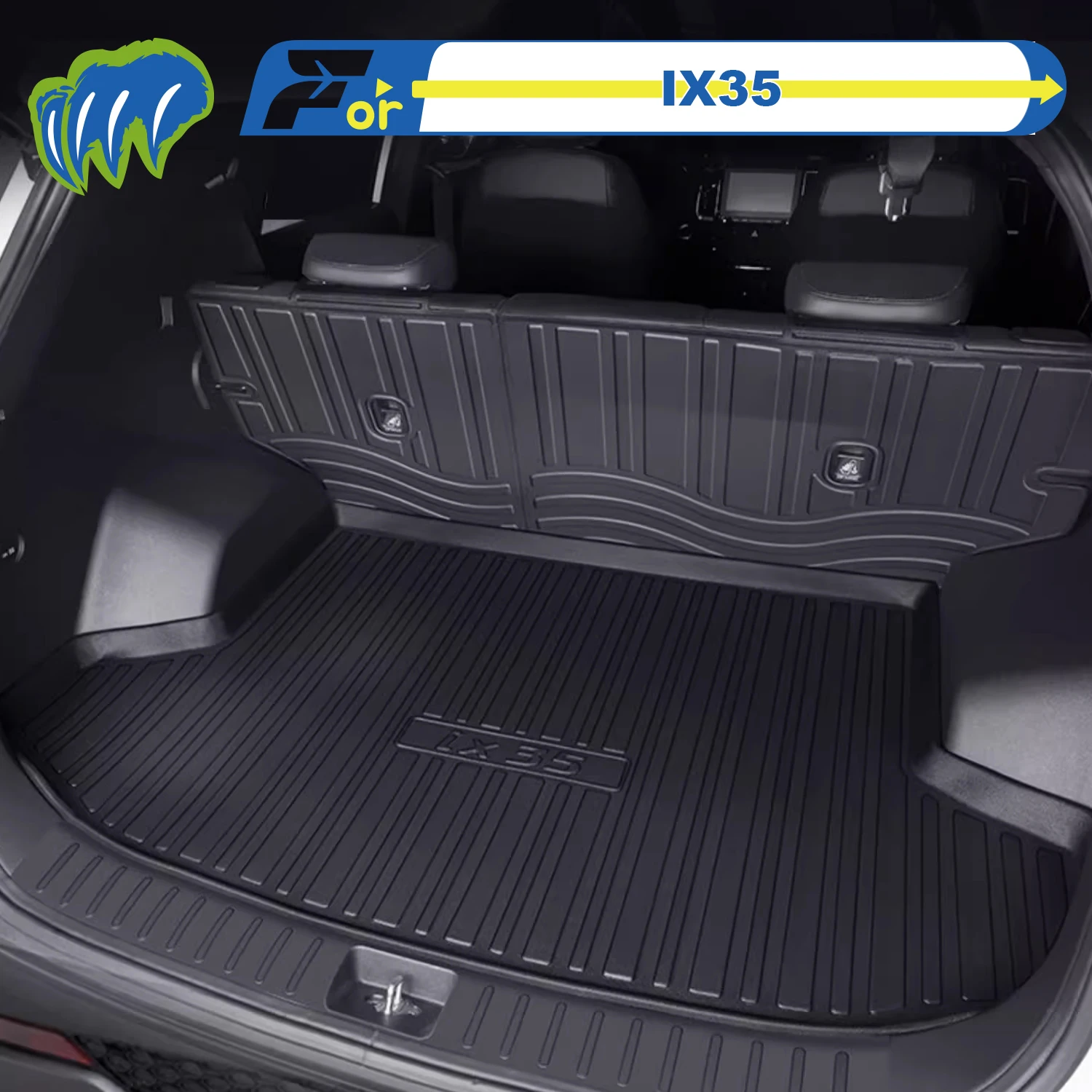 

For Hyundai IX35 Mufasa 2010-2025 Custom Fit TPE Car Trunk Mat Cargo Mat 3D Shape Laser Measured Trunk Liners Chair-back Mat