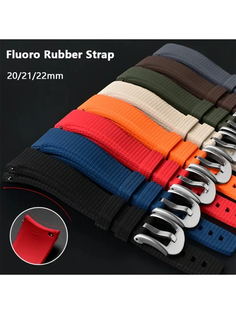 20mm 21mm 22mm Gebogenes FKM-Armband Universelles Schnellwechsel-Fluorkautschuk-Sportarmband Uhrenband für Longines Omega Casio Seiko