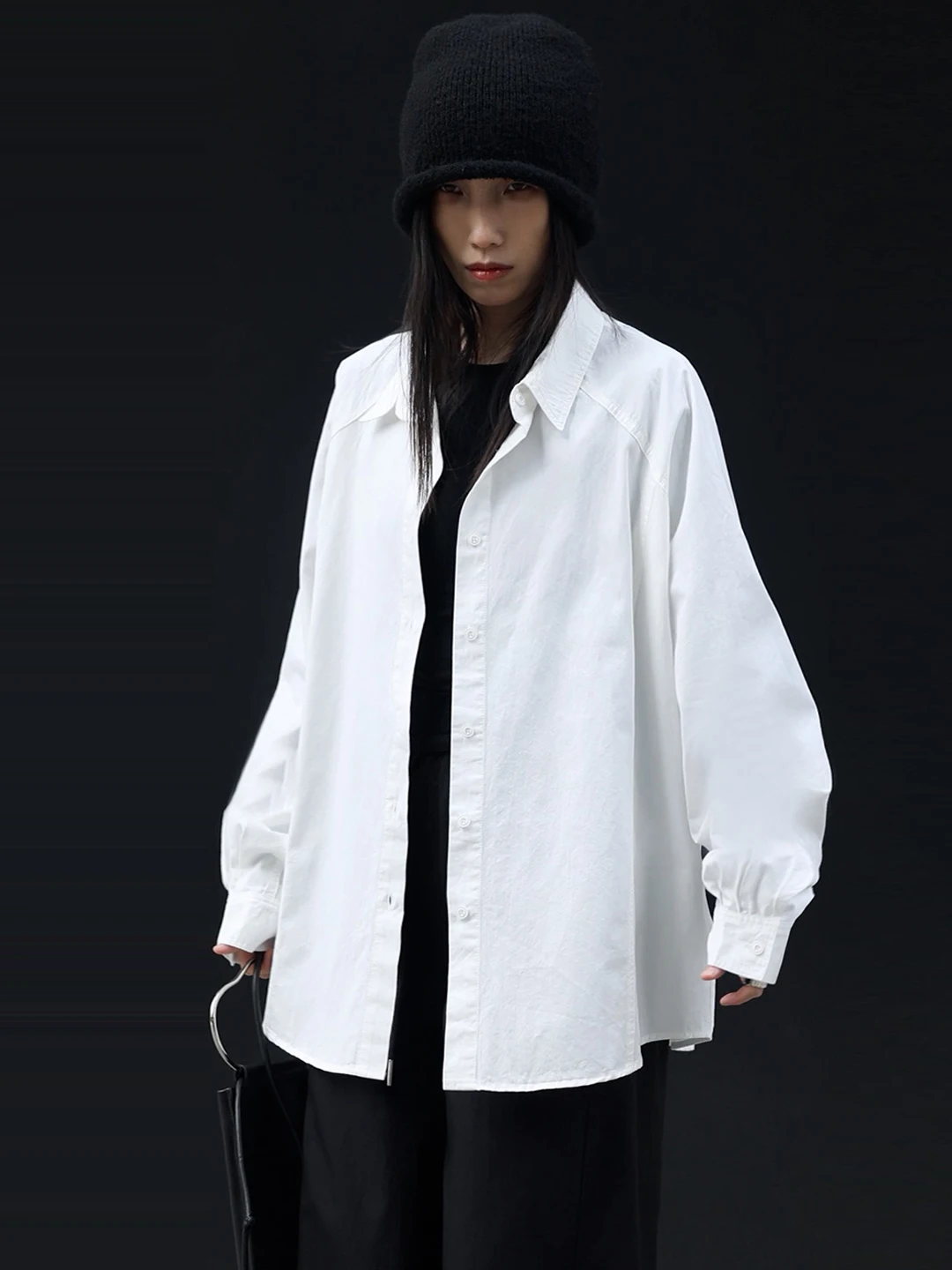 

White Loose Long Sleeve Cotton Shirt Women's Casual Style Open Cardigan Spring 2026 Breathable Comfortable Anti-static