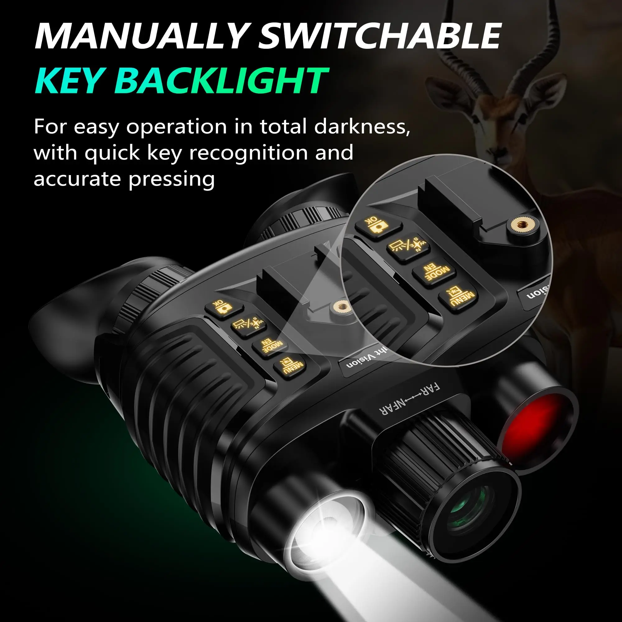 8X Digital Zoom Head-Mounted Vision Binoculars Built-in Compass Portable Glasses for Outdoor Wildlife Observation