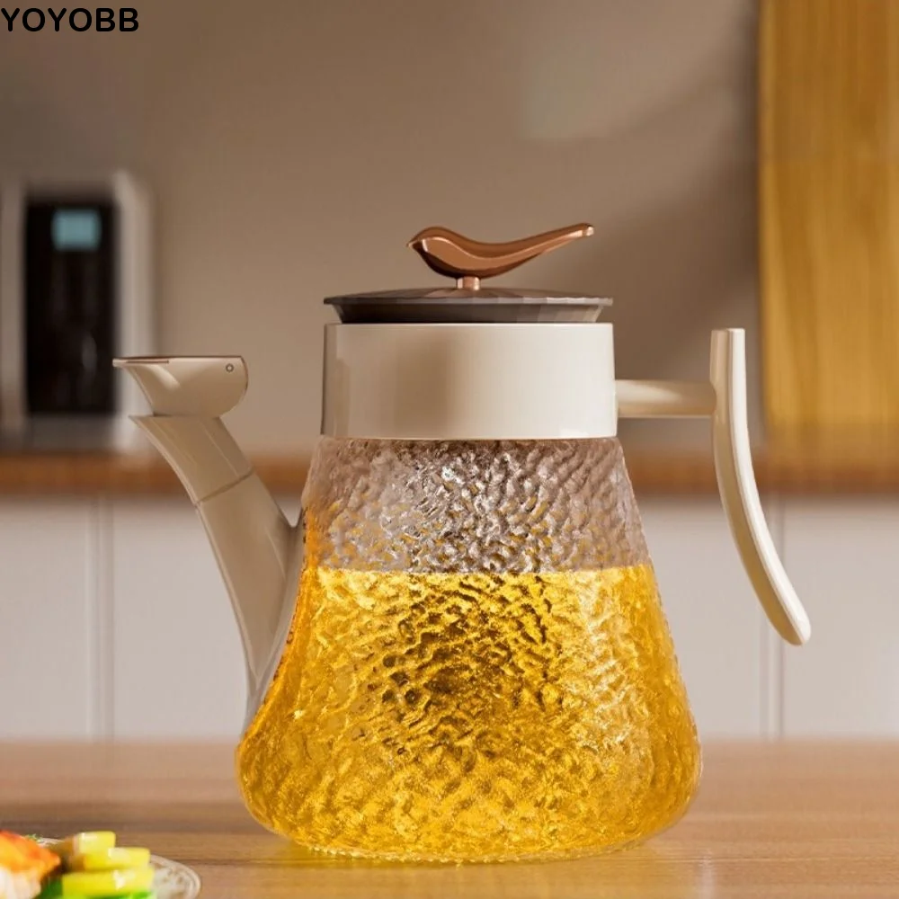 

Food Grade Glass Oil Bottle Thickened Automatic Open Close Oil Canister Anti-Drip Nozzle Large Capacity Soy Sauce Pot BBQ