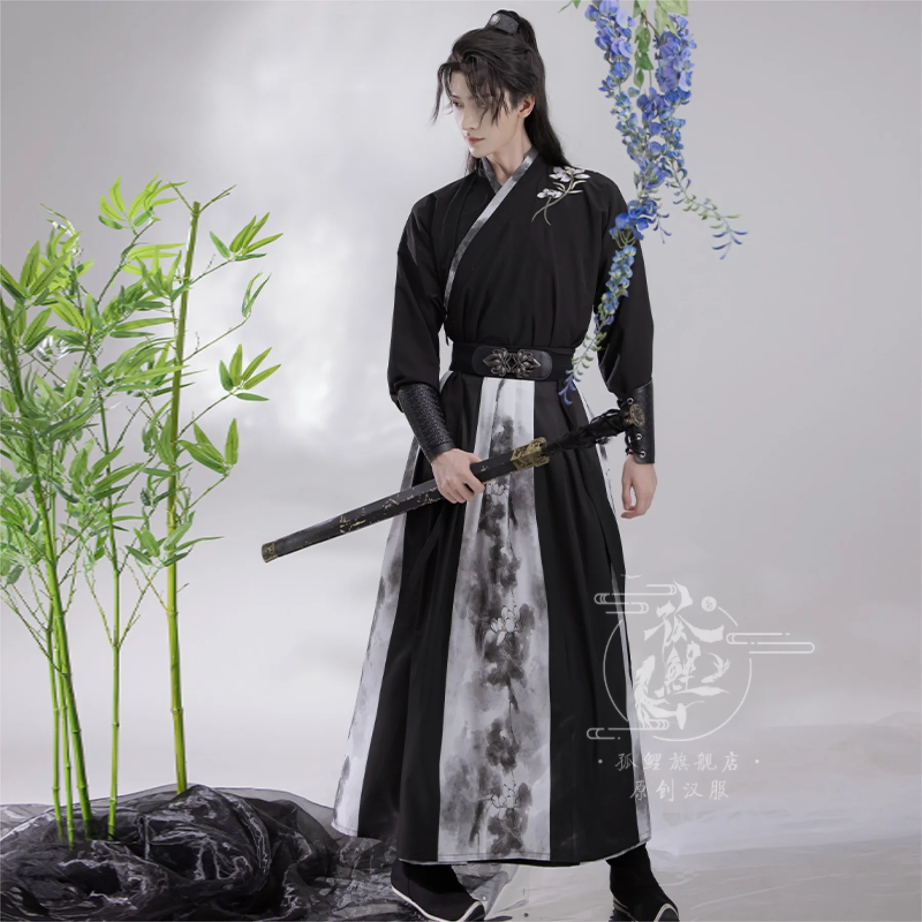 Hanfu chinois des Prairies pour hommes, costume de cosplay masculin, tenue de fête noire, grande taille, 3XL