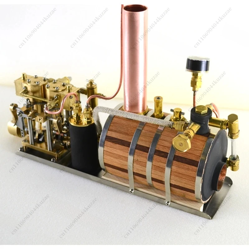 Two-Cylinder Reciprocating Steam Engine Power Group & Single Vertical Horizontal Boiler - Retro Model Kit
