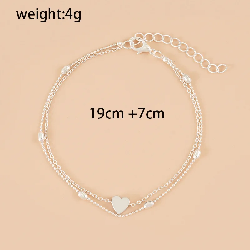 Heart Shaped Anklet Fashion Adjustable Set Jewelry Women's Hot Selling Bead Chain Heart Shaped Anklet Gift Party image 4