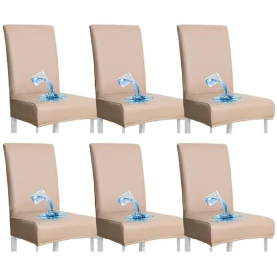 

Stretch Dining Chair Covers Waterpro PU Leather Chair Slipcovers Chair Protector Cover Universal Chair Covers for Dining Room K