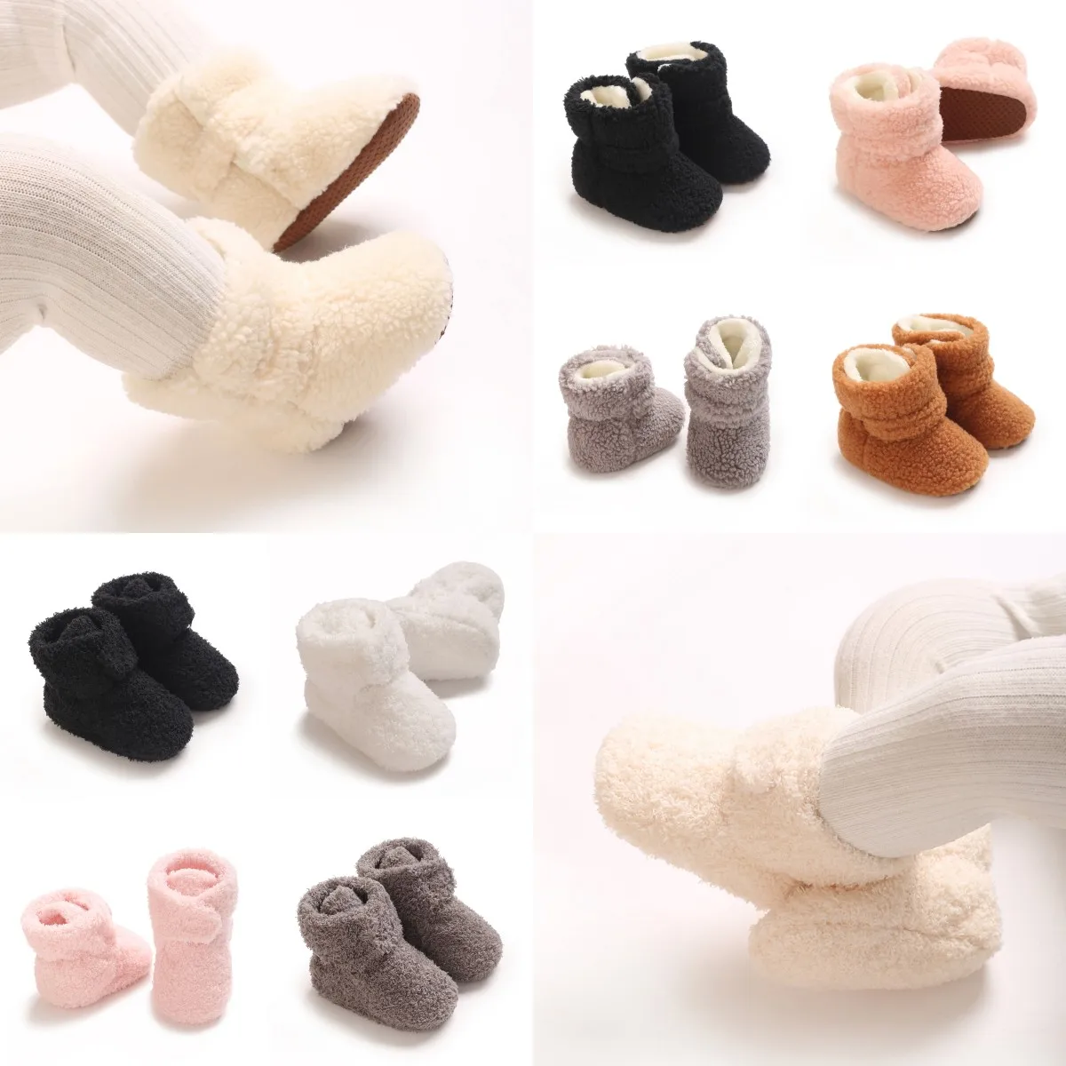 High quality Baby Boy Girl Soft Fleece Booties Stay On Infant Slippers Socks Shoe Non Skid Gripper Toddler First Walkers Winter