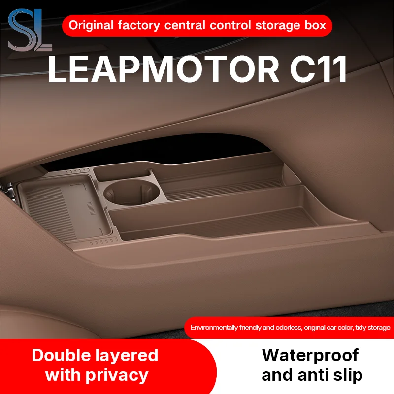 

For LEAPMOTOR C11 2025 2026 Storage Box Center Armrest Hidden Box Cup Holder Organizer Interior Accessories