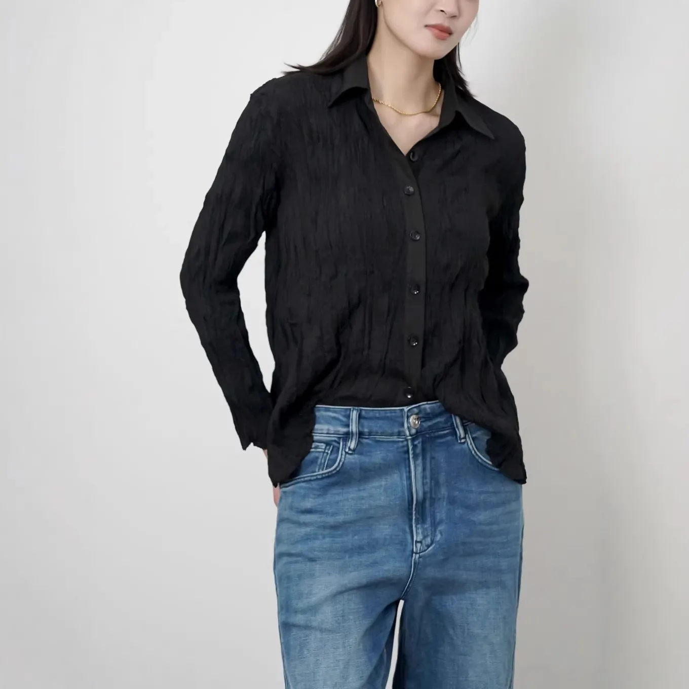 Miyake Folds 2026 Spring and Summer New Shirt Female Senior Sense of Light Luxury Fashion Women's Blouses Layering Tops Pleat