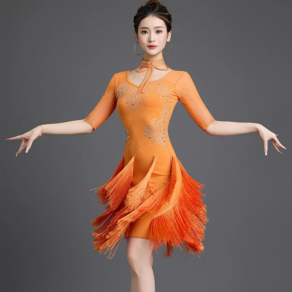 

Latin Dance Costumes 2026 New Blackpool Competition Performance Costumes Professional Floral Costumes Heavy Industry Hot Diamond