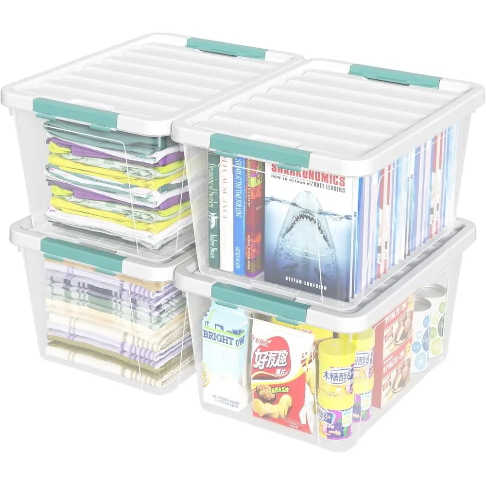 

Набор из 4 больших прозрачных пластиковых контейнеров для хранения с крышками